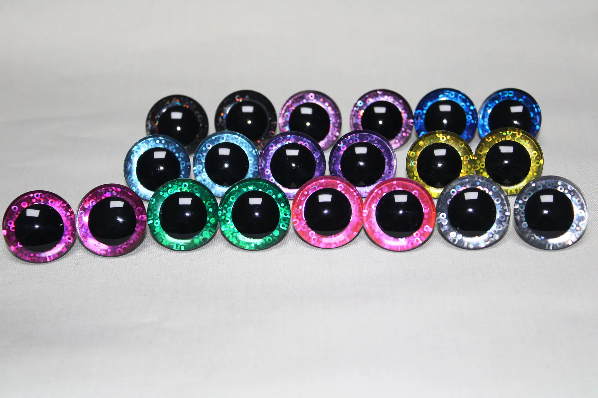 1000pcs 9mm to 35mm craft animal eyes  New Lovely  glitter toy safety eyes 3D  doll pupil with washer--color option-Q10