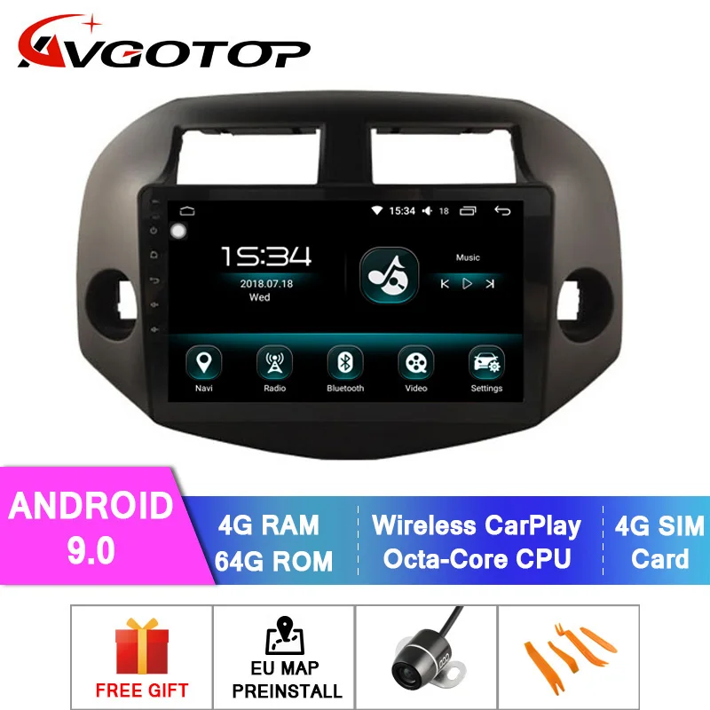 Discount AVGOTOP Android 9.0 Car Multimedia Universal For TOYOTA 2006-2012 RAV4 4GB RAM 64GB FLASH BIG SCREEN in car dvd player 0