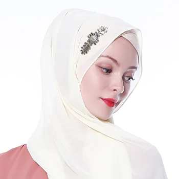 

Diamond Chiffon Muslim Hijab Women Turkey Headband Musulman Shawls Wraps Head Scarf Islamic Caps Long Jersey Hijab Scarf Turban