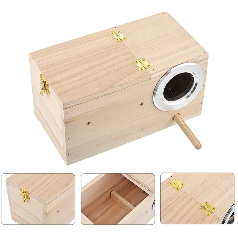 Parakeet Nest Box Bird Cage Natural Pine Wood Bird Nest Breeding Box Cage for Budgie Parrot Egg Accessories