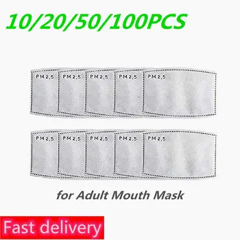 

100pcs 5 Layers Filter Paper Anti Haze Mouth Mask PM2.5 Anti Dust Mask Filter Paper Health Care for Adults Fast deliver
