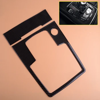 

beler 2Pcs Carbon Fiber Texture Gear Shift Cigarette Lighter Panel Cover Trim Fit For Audi Q7 2008-2011 2012 2013 2014 2015
