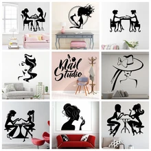 Салон красоты ногтей салонный винил для волос настенный стикер декор для салонного магазина украшения съемные водонепроницаемые настенные художественные наклейки обои