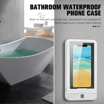 

Bathroom Waterproof phone Case For iPhone 11 Pro Max Stand Wall Mounted Phone Box UNBreak Cover for Huawei Xiaomi Samsung