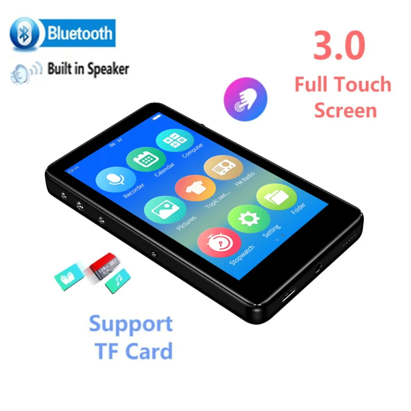 Новейший IQQ C98 Bluetooth4.2 MP3 плеер 3 0 дюймов полный сенсорный экран FM радио Запись