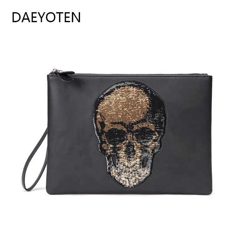 

DAEYOTEN Clutch Bag Street Ghost Head Men and Women Fashion Handbag Female Envelope Bag Skull Hand Bags Designer Purse ZM0717