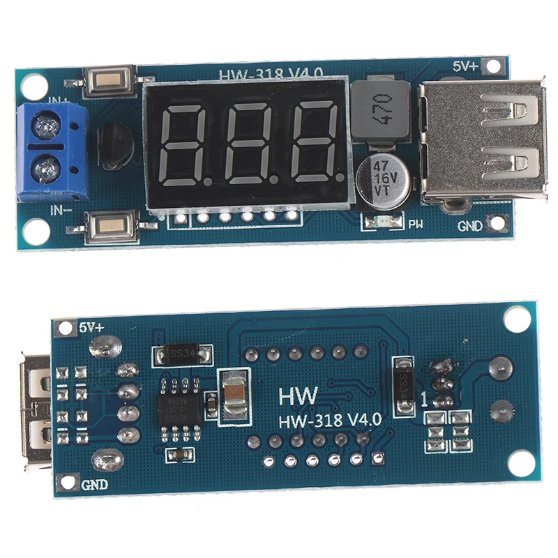 

DC-DC 6-40V to 5V 2A Step-down LED Voltmeter USB Voltage Converter