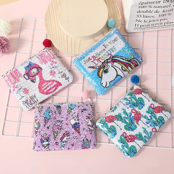 

Colorful Cosmetic Bags Sequin Envelope Bags unicorn cartoon cute clutch bag hair ball pendant student pencil bag