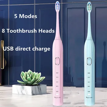 

Couple toothbrush,Smart Electric Toothbrush,Ultrasonic wave,Rechargeable,5 Modes,8 Toothbrush Heads,whiter teeth,healthier gums