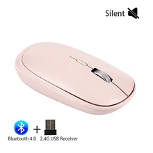 Беспроводная мышь с Bluetooth, двойной режим, беспроводная мышь для ПК, бесшумная эргономичная портативная мышь для ноутбука, Camputer, Mac, Windows