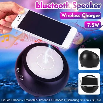 

TWS bluetooth Wireless Fast Charge Speaker For IPhone for Samsung QI Wireless Charging Portable Audio Speakers Black 60Hz-20KHz