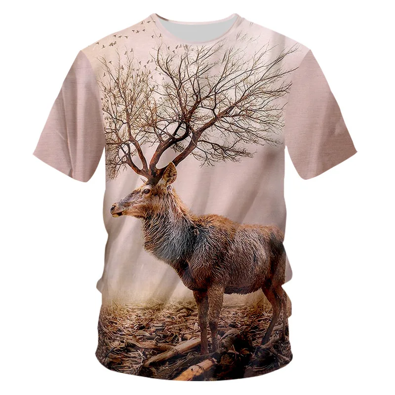 

HIGH FEVER 2019 New Fashion 3D T-Shirt Tiger Horse Cat Animal Pattern Men Crew Summer Short Sleeves Tees Top Carsual T-shirts