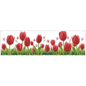 

Tulip flower patterns Counted Cross Stitch 11CT 14CT 18CT DIY wholesale Chinese Cross Stitch Kits Embroidery Needlework Sets