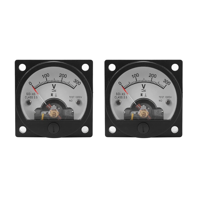 2X AC 0-300V Round Analog Dial Panel Meter Voltmeter Gauge Black | Инструменты