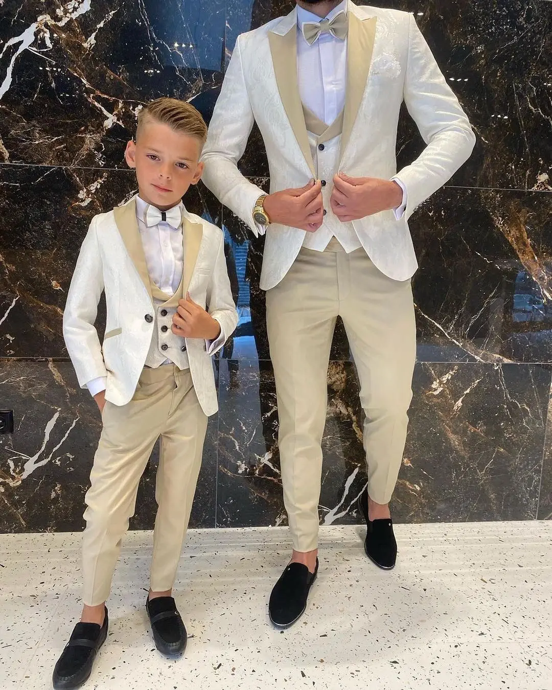 Floral Pattern Boy Formal Suits Dinner Tuxedos Little Boys Groomsmen Kids For Wedding Party Prom Suit Wear (Jacket+Vest+Pant)