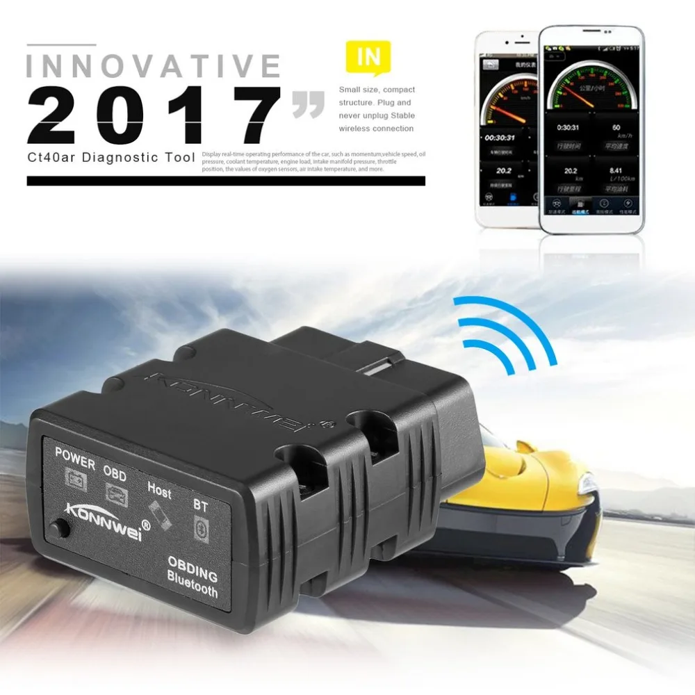 Konnwei KW903 ELM327 Bluetooth ODB2 автомобильный диагностический сканер детектор инструмент считыватель кода для Android для IOS OBDII автоматический сканер