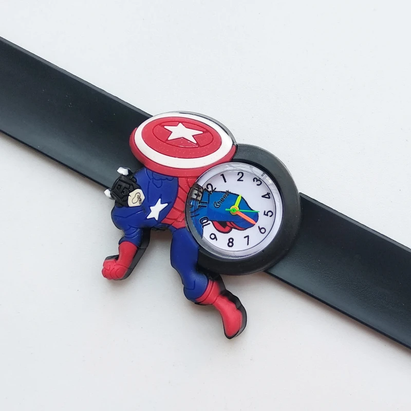 Детские часы с цветным силиконовым ремешком, браслет для мальчиков, детские часы с изображением Капитана Америки для детей, часы для девочек, рождественский подарок - Цвет: Розовый