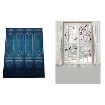 

2 Pcs Vintage Background Wedding Portrait Studio Model Backdrop Vinyl Curtain Studio Photo Background-3 x 5Ft & 7 x 5Ft