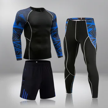 

Men Running Suit Sports Thermal Underwear MMA Compression Sportswear Male Bodybuilding T-shirt Pants Training Large Size
