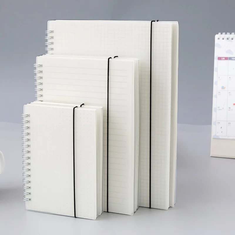 

PP Frost Coil Book Transparent Horizontal Line Blank Paper Dot Matrix Hand Ledger Band Notepad School Supplies Stationery Gift
