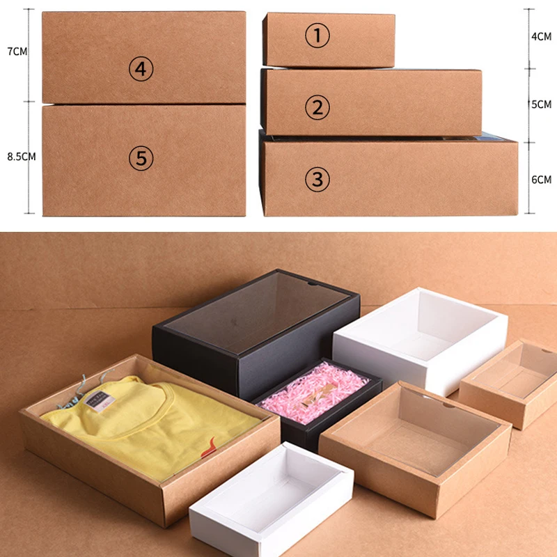 10 шт складная коробка из крафт-бумаги с прозрачным ПВХ окном подарочная коробка упаковочная коробка Cajas de картонная подарочная коробка
