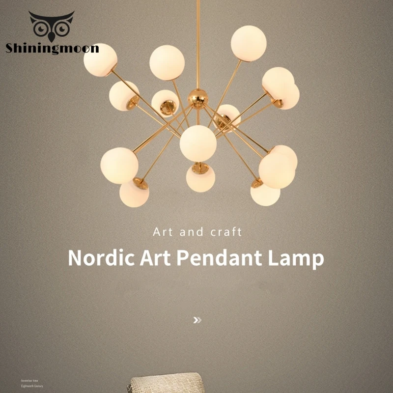 Nordic Personality Chandelier Postmodern Glass LED Chandelier Lighting Gold Luxury Art Restaurant Hanging Lamps Crystal Lustre