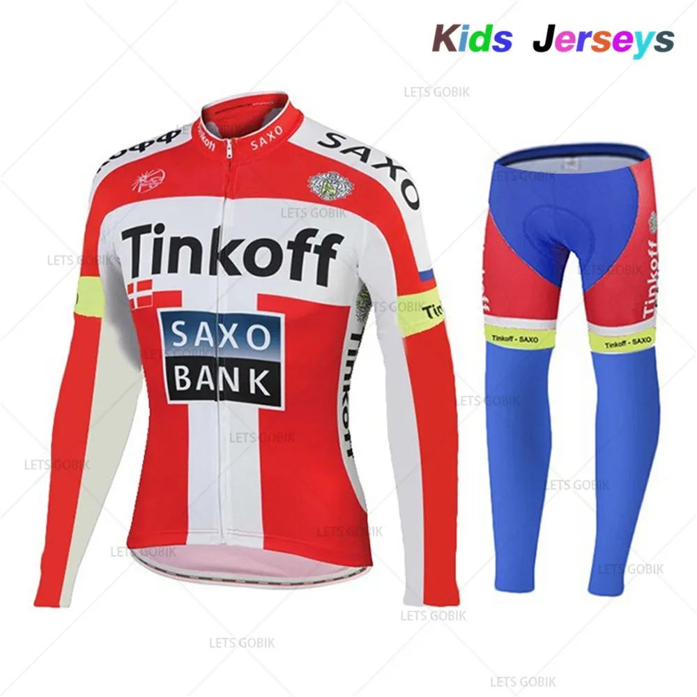 

2020Kids Long Sleeve Cycling Jersey Pro Team tinkoff Cycling Set Spring/autumn Cycling Clothing Breathable Anti-UV Bike Uniform