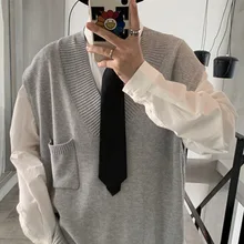 Мужской свитер осень и зима жилет для пары свитер без рукавов Студенческая пара Молодежная индивидуальная трендовая мужская одежда