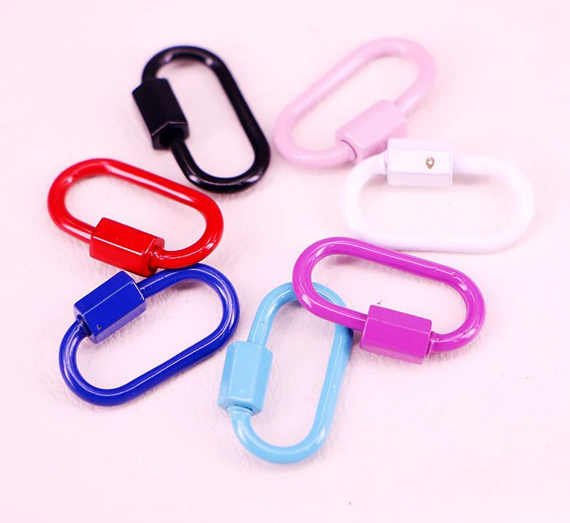 

2PCS, DIY Jewelry Oval Clasps Copper Connector Enamel Lock Carabiner For Jewelry Making