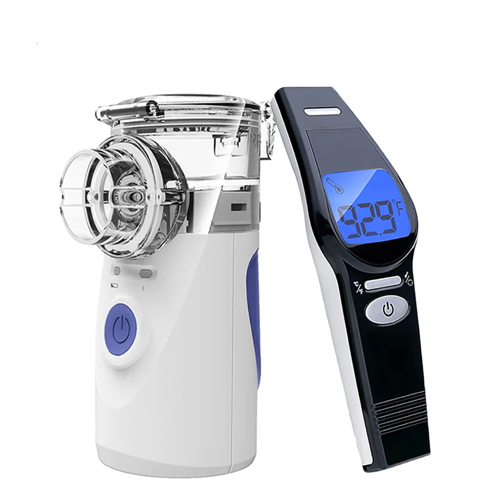 Loodom Mini Handheld Silent Inhale Nebulize Portable Finger Pulse Oximeter OLED Thermometer Digital