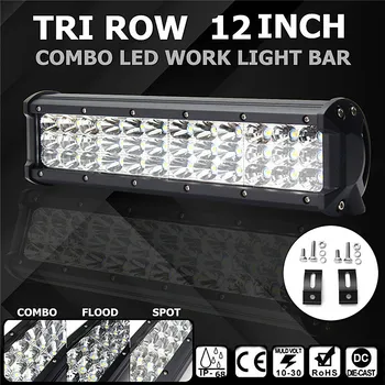

108W 12inch LE DSpot Flood Light Tri Row 36LED Work Light Bar Light Waterproof IP68 For SUV For JEEP 12V 24V 6000K Work Lamp
