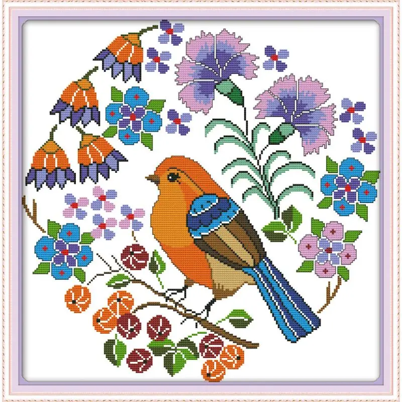 Joy Sunday Cross Stitch Printed Magpie On A Willow Branch Diy11