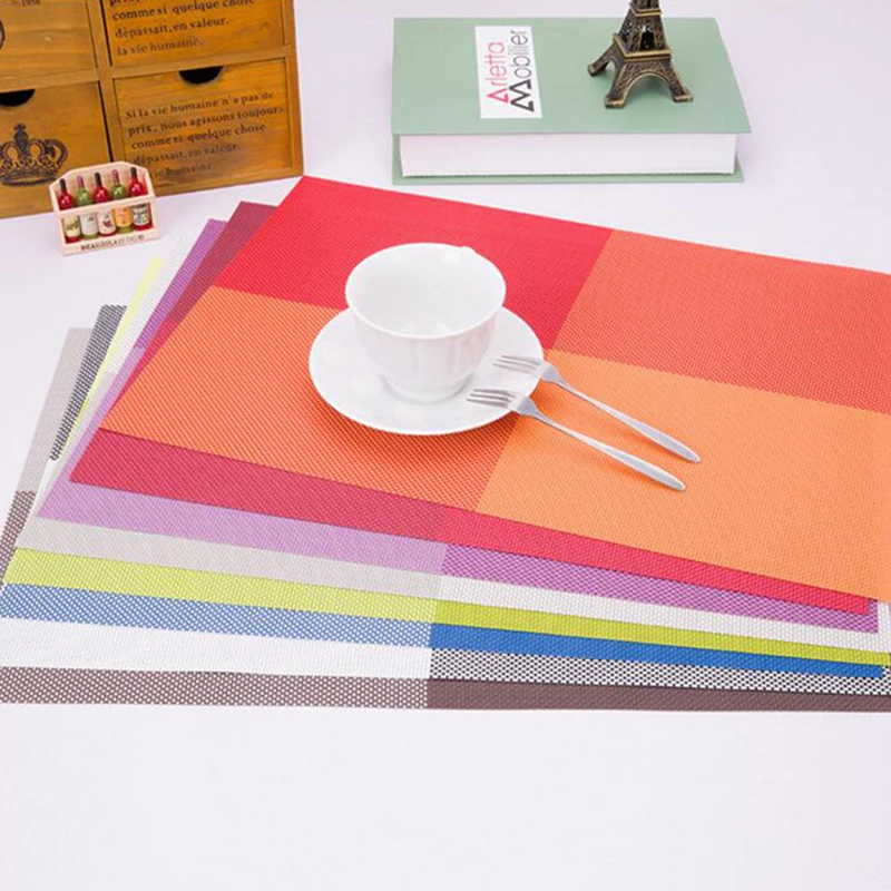 

Square Solid Color PVC Placemat Table Protector Kitchen Dinning Waterproof Table Pad Coffee Tea Place Mat Decoration