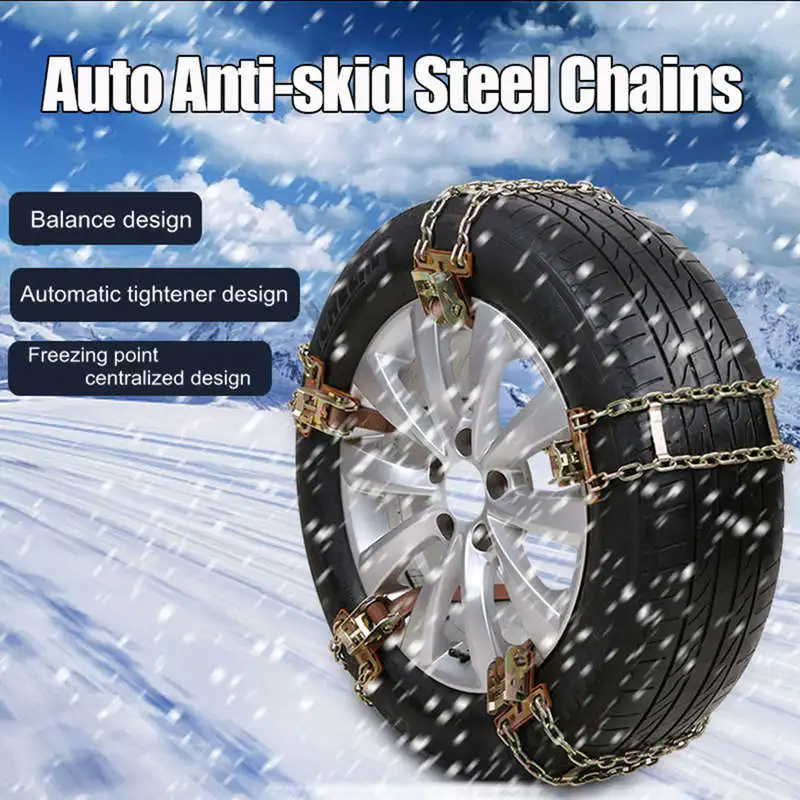 Wear-Resistant Steel Car Snow Chains Balance Design Anti-Skid Chain For Ice/Snow/Mud Road Safe For Driving