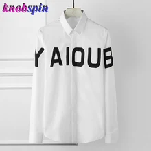 Новая брендовая деловая Мужская рубашка с буквенным принтом рубашки мужские с длинным рукавом тонкие мужские рубашки плюс размер 3XL 4XL