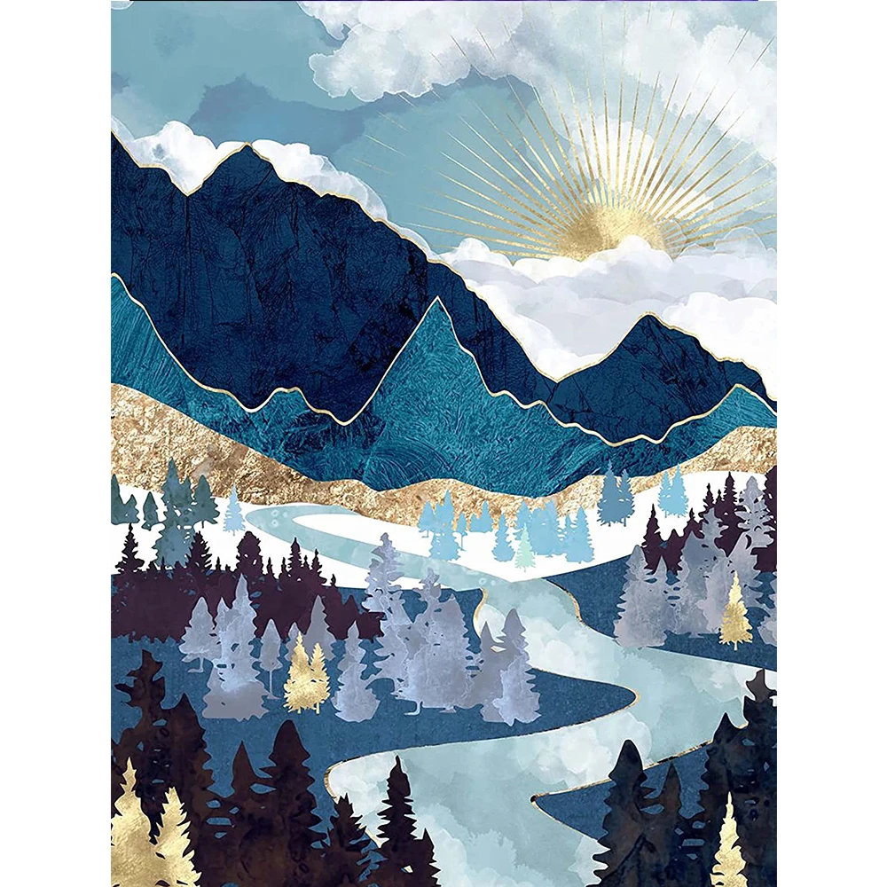Landscape Fantasy Mountain Cross stitch Patterns Embroidery Knitting 