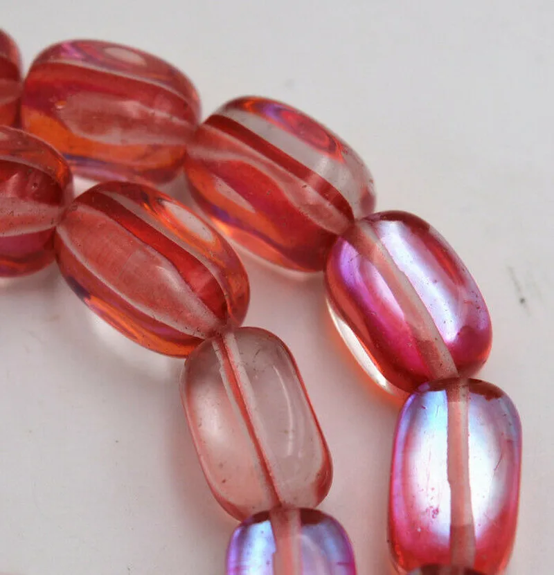 bright 10x14mm red irregular Gleamy Rainbow Moonstone gem Beads 15” Jewelry