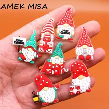 1pcs Luminous Christmas Croc Charms Cute Cartoon Santa Fluorescent PVC Shoe Accessorie Decorations fit Croc Jibz Kids Party Gift