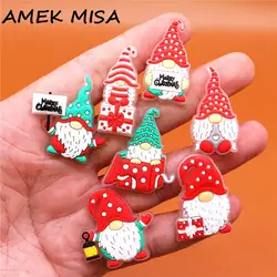 1pcs Luminous Christmas Croc Charms Cute Cartoon Santa Fluorescent PVC Shoe Accessorie Decorations fit Croc Jibz Kids Party Gift