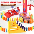 Электрическая автоматическая кладка домино кирпичный поезд строительные блоки игрушечные ракеты для детей Красочные игры домино развивающие игрушки подарок - фото