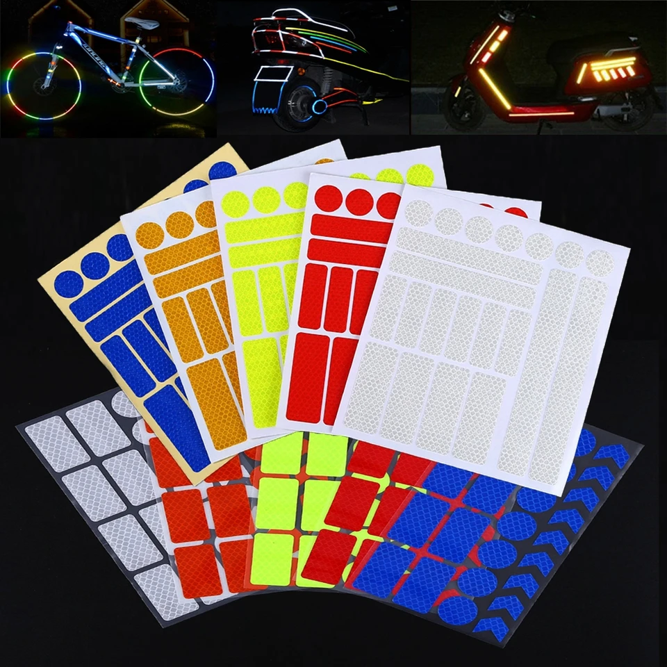 5 Adesivi Riflettenti Per Bicicletta | Verde, Rosso, Giallo, Blu, Argento | Sicurezza Notturna, Visibilità Alta - 3
