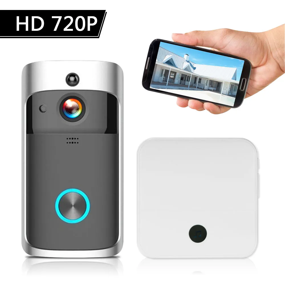 720P беспроводной видеодомофон Wi-Fi Визуальный дверной звонок беспроводная камера