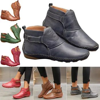 

Hot Women Martin Boots Euramerican Style Hook and Loop Flat Large Size Women Booties for Autumn Winter MVI-ing