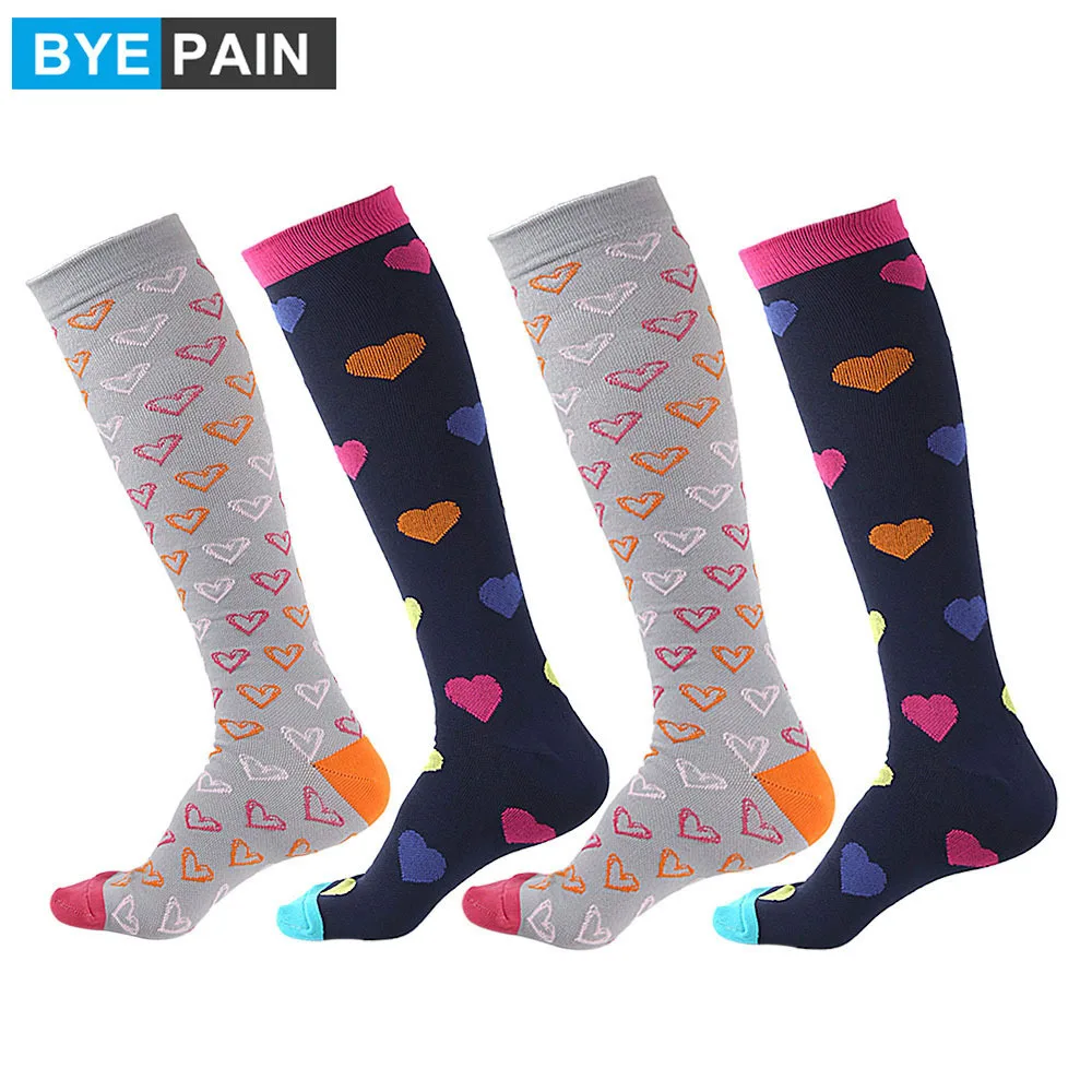 1Pair BYEPAIN Women Long Thigh High Socks Compression Stretch Outdoor Party Funny Elastic Nursing Calf Female | Красота и здоровье