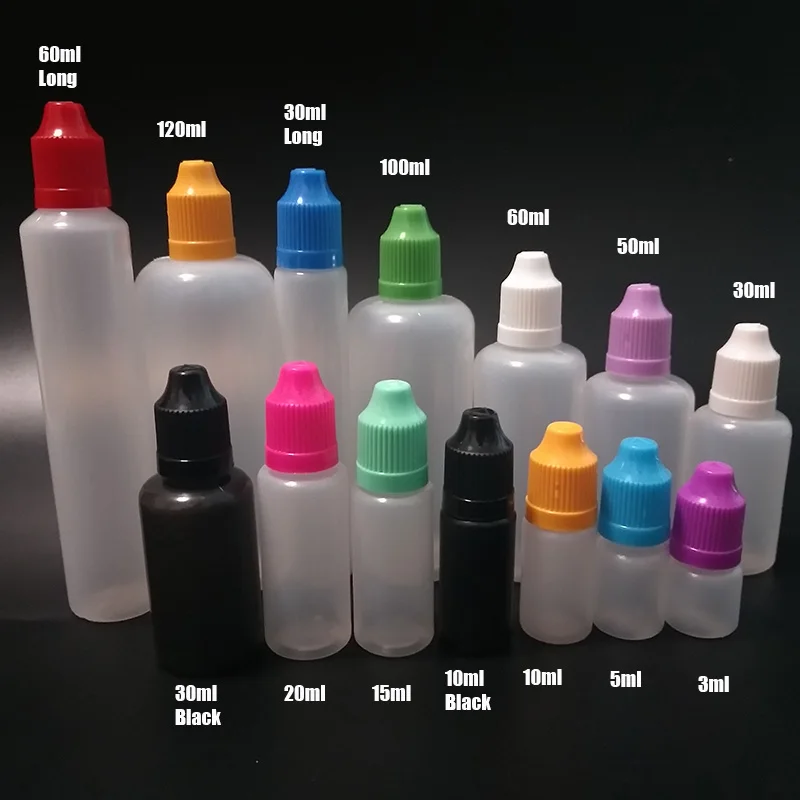 100pcs 3ml 5ml 10ml 15ml 20ml 30ml 50ml 60ml 100ml 120ml Pe Plastic