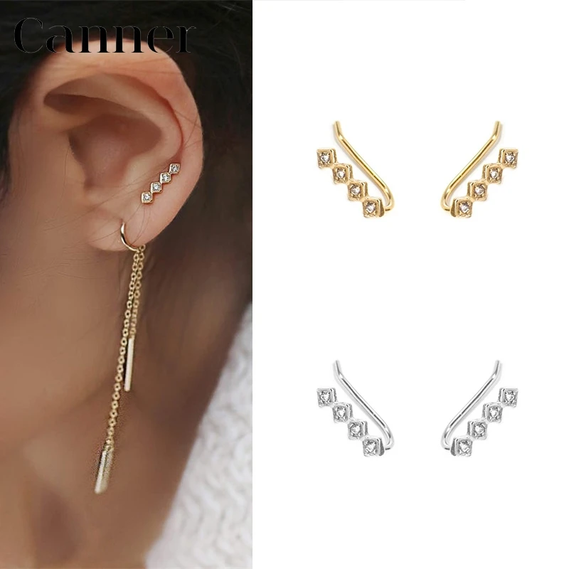 

INS 925 Sterling Silver Stud Earrings Simple single row Crystal Diamond Earrings Women Fashion Ear Jewelry