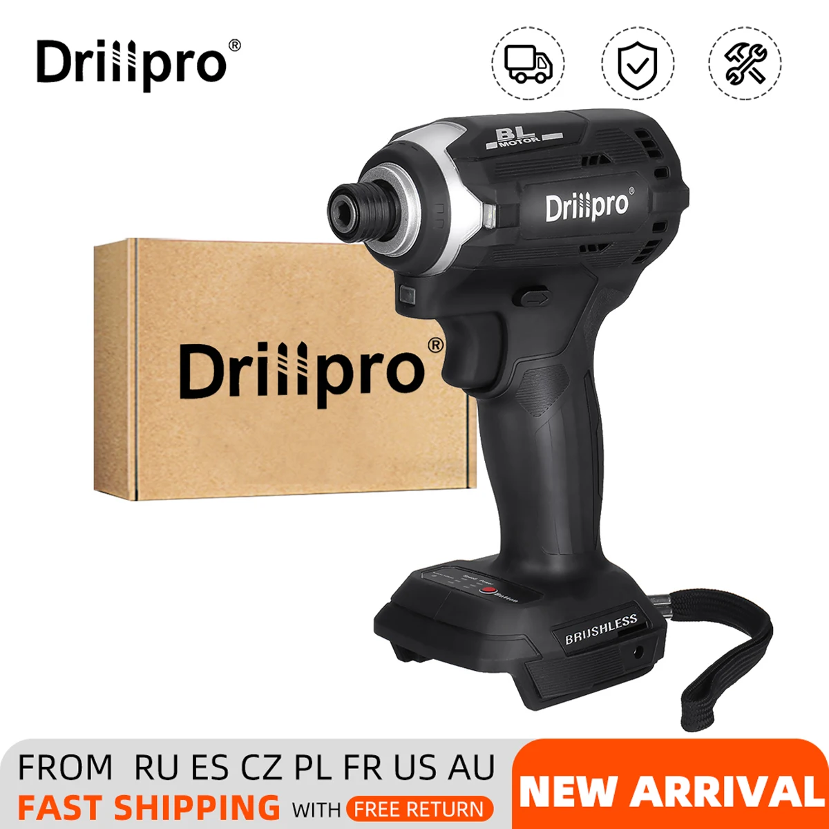 Drillpro Cordless Electric Screwdriver Brushless Impact Wrench Rechargable Drill Driver+ 3 LED Light For Makita 18V Battery