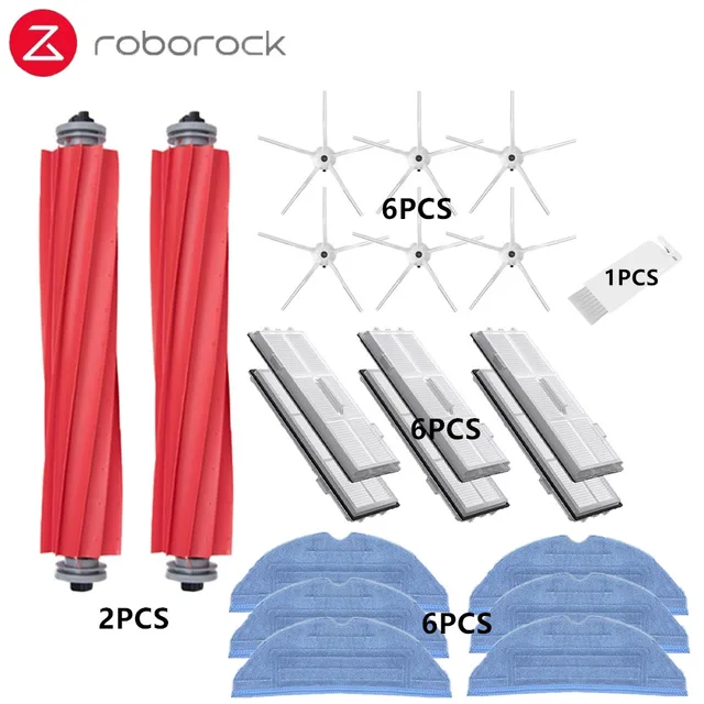 Xiaomi Roborock S70 S7 S7Max T7S T7S Plus Main Brush Hepa Filter Mop Pad Vacuum Cleaner spare Parts Roborock S7 Accessories White 21pcs