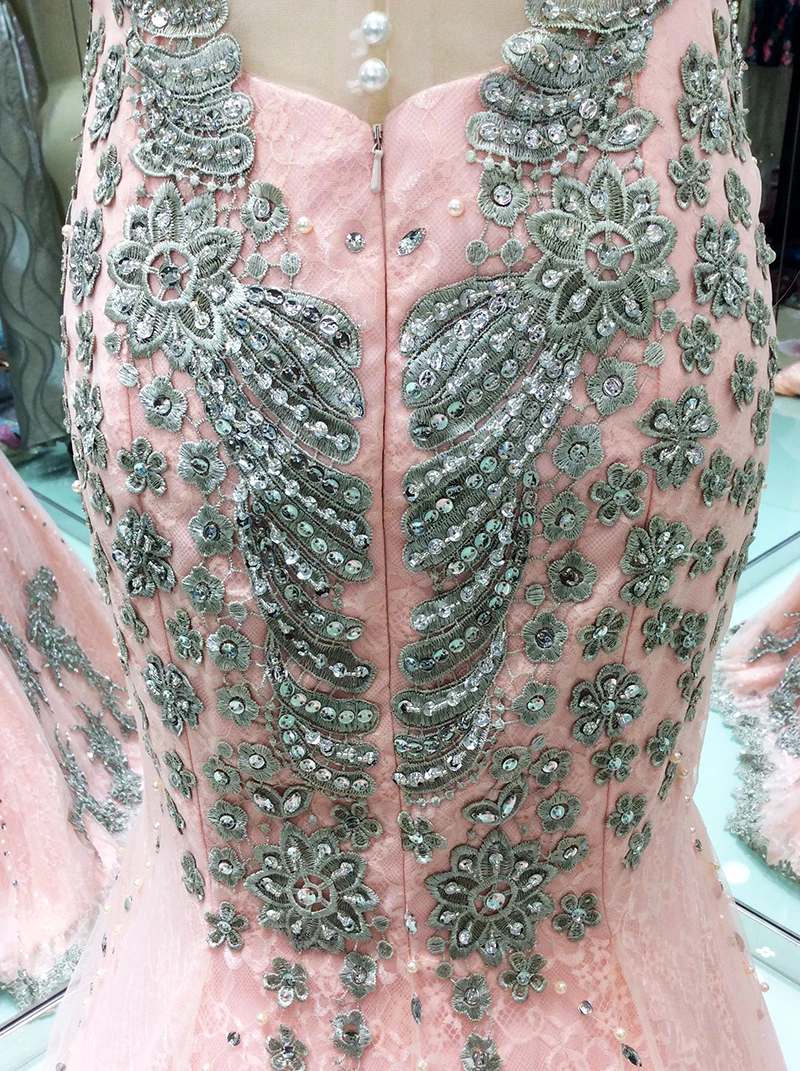 Backless-Long-Evening-Dress-Lace-2018-Mermaid-Beaded-Pearls-Pink-Women-Formal-Party-Evening-Gowns-Prom (1)