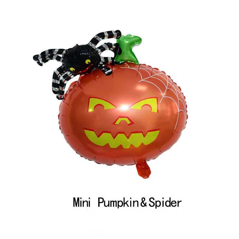 mini pumpkin spider 10 шт. Мини мультфильм Хэллоуин фольги Воздушные шары летучая мышь паук Тыква надувной шар игрушки Воздушные шары Хэллоуин воздушные шары для украшения - Цвет: mini pumpkin spider